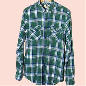 Club Room Fitted Brushed Cotton Plaid Button Down Shirt size Men's M